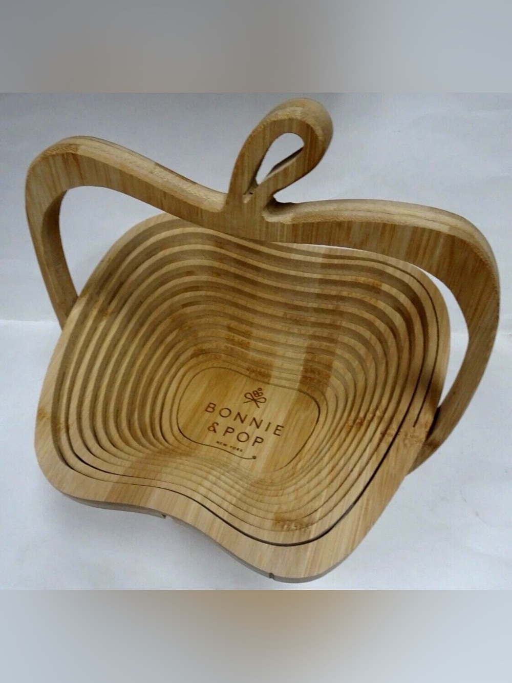 Bonnie & Pop New York Wooden Collapsible Apple Folding Fruit Basket-Folds Flat